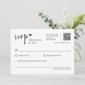 Eenvoudig Elegant Huwelijk QR Code RSVP Briefkaart (Staand voorkant)