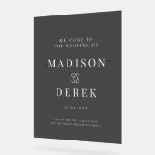 Eenvoudig Elegant Huwelijk WELKOM Zwart Acryl Bord (Hoek)