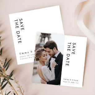 Eenvoudig Elegant Huwelijksfoto Vierkant Save The Date
