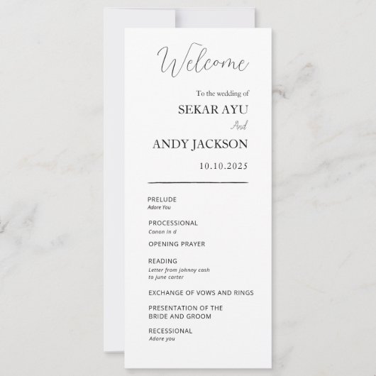 Eenvoudig elegant huwelijksprogramma (Voorkant)