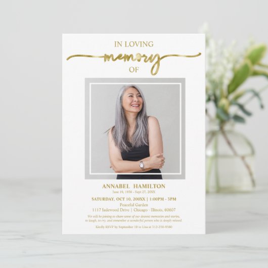 Eenvoudig elegant in het houden van de begrafenisf kaart (Staand voorkant)