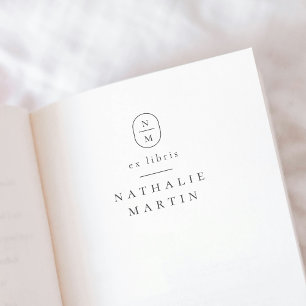Eenvoudig Elegant Initialen Ex Libris Modern Boek Zelfinktende Stempel
