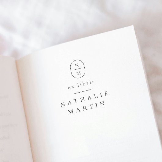 Eenvoudig Elegant Initialen Ex Libris Modern Boek Zelfinktende Stempel