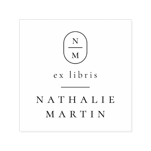 Eenvoudig Elegant Initialen Ex Libris Modern Boek Zelfinktende Stempel (Design)