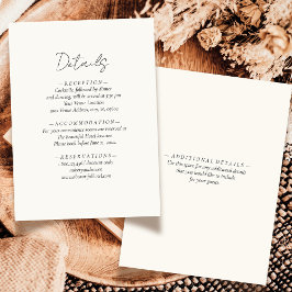 Eenvoudig Elegant Ivoor Wit Neutraal Trouwdetail Informatiekaartje