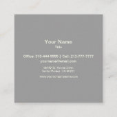 Eenvoudig Elegant Ivory Grey Custom Monogram Vierkante Visitekaartje (Achterkant)