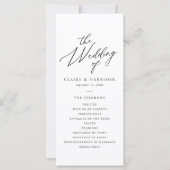 Eenvoudig Elegant Kalligrafie 4x9 Huwelijksprogram (Voorkant)