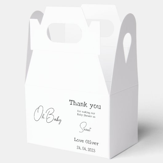 Eenvoudig Elegant Kalligrafie Baby shower Bedankdoosjes (Geopend)