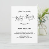 Eenvoudig, elegant kalligrafie Baby shower Kaart (Staand voorkant)
