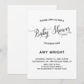 Eenvoudig, elegant kalligrafie Baby shower Kaart (Voorkant / Achterkant)