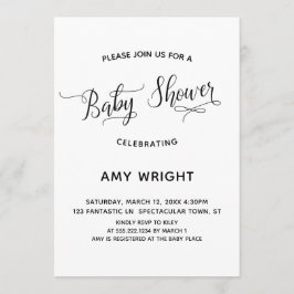 Eenvoudig, elegant kalligrafie Baby shower Kaart