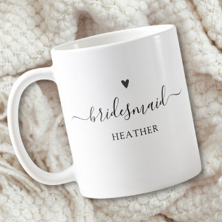 Eenvoudig Elegant Kalligrafie Schrift Bruidsmeisje Koffiemok