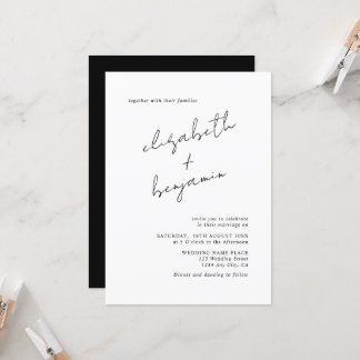 Eenvoudig Elegant Kalligrafie Schrift Huwelijk Kaart