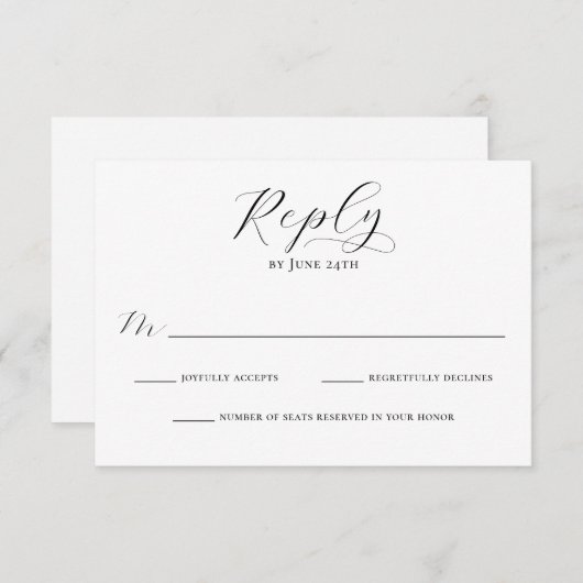 Eenvoudig Elegant Kalligrafie Script Modern Bruilo RSVP Kaartje (Voorkant / Achterkant)