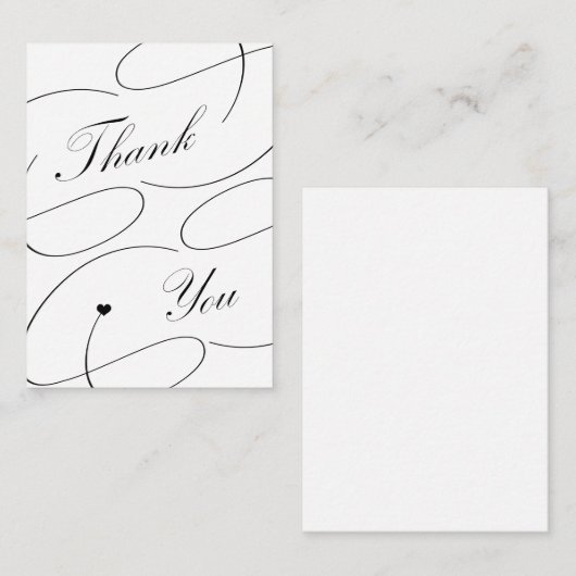 Eenvoudig elegant kalligrafiemanuscript dank u notitiekaartje (Voorkant / Achterkant)