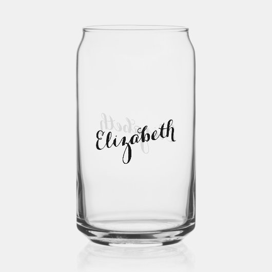 Eenvoudig elegant kalligrafiescript Chic Monogramm Blikvorm Glas (Achterkant)