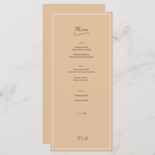 Eenvoudig Elegant kasjmier beige met rand Menu (Voorkant / Achterkant)