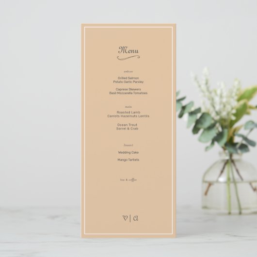 Eenvoudig Elegant kasjmier beige met rand Menu (Staand voorkant)