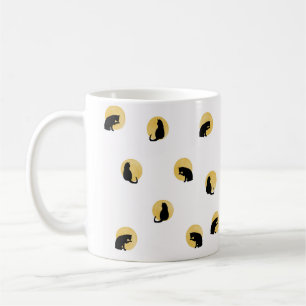 Eenvoudig Elegant Kattensilhouet Gouden Cirkels Wi Koffiemok
