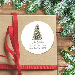 Eenvoudig Elegant Kerstboom Retouradres Ronde Sticker