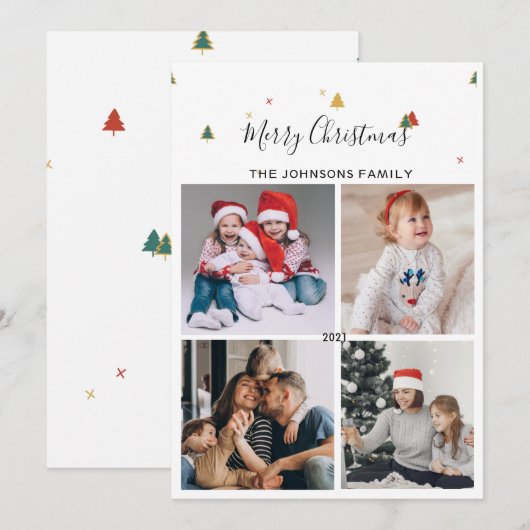 Eenvoudig elegant kerstboompatroon  feestdagenkaart (Voorkant / Achterkant)