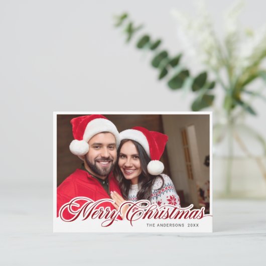 Eenvoudig Elegant Kerstfeest FHOTO Greeting Holida Briefkaart (Staand voorkant)