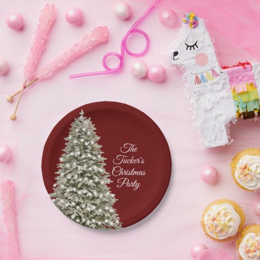 Eenvoudig elegant kerstfeest met kerstmis papieren bordje (Feest)