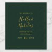 Eenvoudig elegant kerstgroen weddenschap Wijnlabel Wijn Etiket (Enkel label)