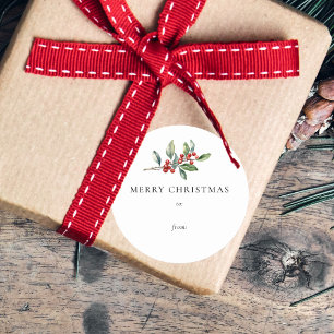 Eenvoudig Elegant Kerstmis Botanische Gift Label