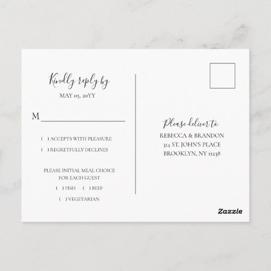 Eenvoudig elegant keuzevrijheid RSVP Weddenschap Briefkaart (Achterkant)