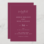 Eenvoudig Elegant Klassiek Bruiloft Bourgondisch S Kaart (Voorkant / Achterkant)