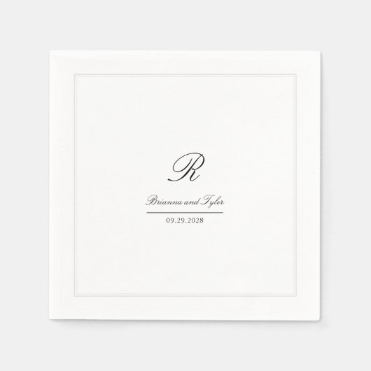 Eenvoudig Elegant Klassiek Bruiloft Monogram Servet (Voorkant)