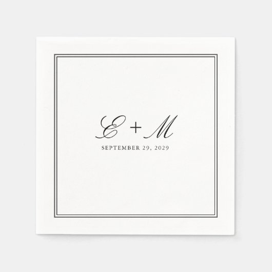 Eenvoudig Elegant Klassiek Bruiloft Monogram Servet (Voorkant)