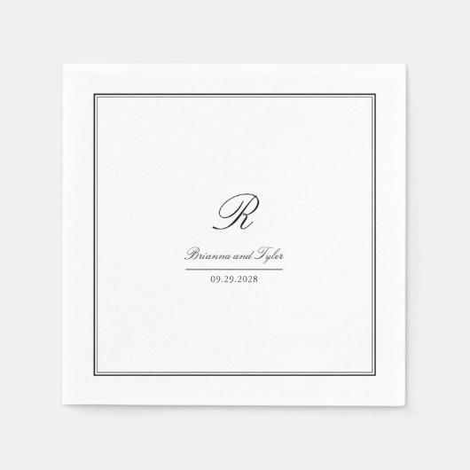 Eenvoudig Elegant Klassiek Bruiloft Monogram Servet (Voorkant)