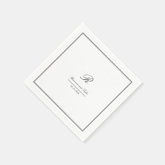 Eenvoudig Elegant Klassiek Bruiloft Monogram Servet (Hoek)