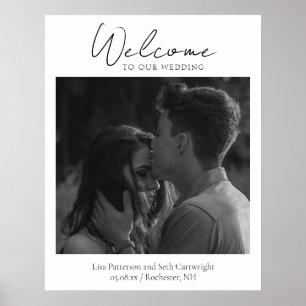 Eenvoudig Elegant Klassiek Foto Welkom Trouwen Poster