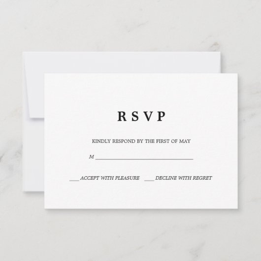 Eenvoudig elegant | Klassieke bruiloft RSVP-kaart RSVP Kaartje (Voorkant)