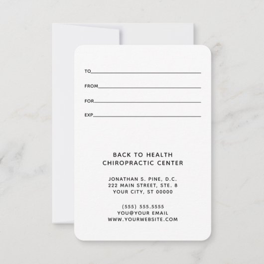 Eenvoudig elegant klein chiropractisch cadeau-cert (Achterkant)