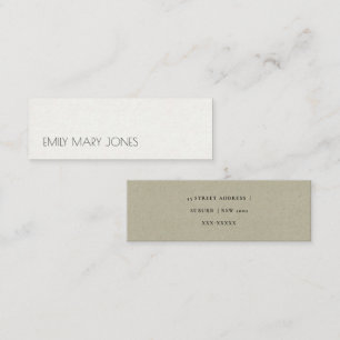 EENVOUDIG ELEGANT KRAFT GRAY TYPOGRAPHY ADDRESS MINI VISITEKAARTJE