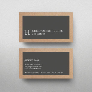 Eenvoudig Elegant Kraft Grijs Monogram Adviseur Visitekaartje