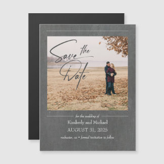 Eenvoudig Elegant Krijtbord Save the Date Foto Magnetische Uitnodiging