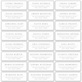 Eenvoudig elegant label voor gastenadres voor brui