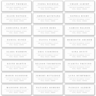 Eenvoudig elegant label voor gastenadres voor brui