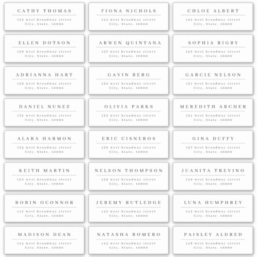 Eenvoudig elegant label voor gastenadres voor brui (Voorkant)