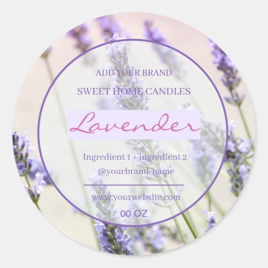 Eenvoudig elegant lavendel-product ronde sticker (Voorkant)