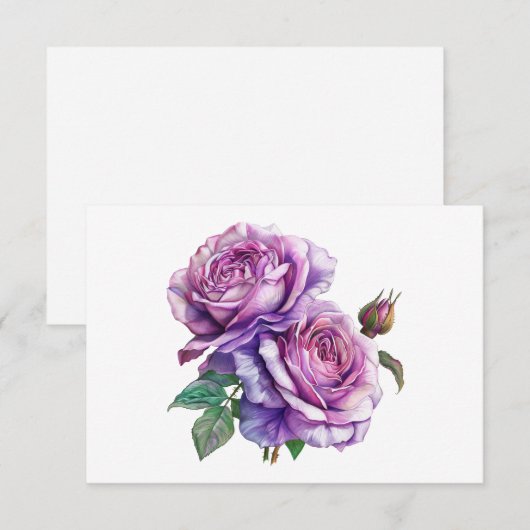 Eenvoudig Elegant Lavendel Rose Boeket Flat Notitiekaartje (Voorkant / Achterkant)