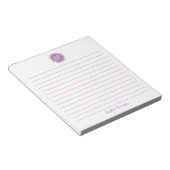 Eenvoudig Elegant Lavender Lined Monogram Name Notitieblok (Schuin)