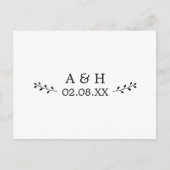 Eenvoudig elegant Leaf Motif Monogram Opslaan Datu Briefkaart (Voorkant)
