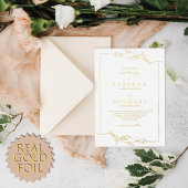 Eenvoudig elegant Leaves White Wedding Real Folie Uitnodiging