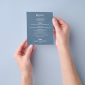 Eenvoudig Elegant Leisteenblauw Trouwmenu Flyer (Hand)